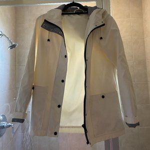 Topshop Ivry White and Navy Rain Jacket with Hood